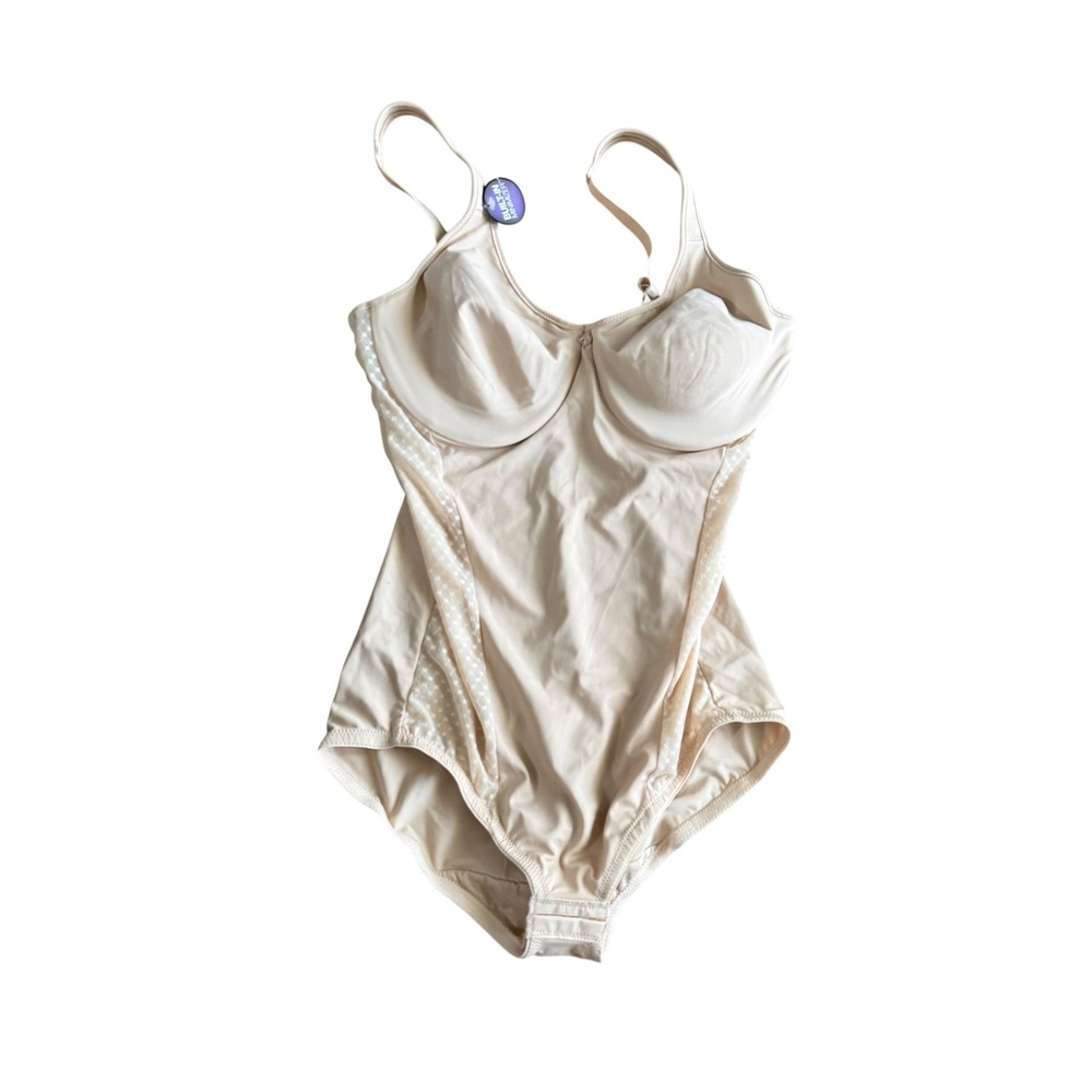 Bali Women Nude Firm Control Shapewear Bodysuit Built-In Minimizer Bra 36C 1009 - Picture 5 of 6